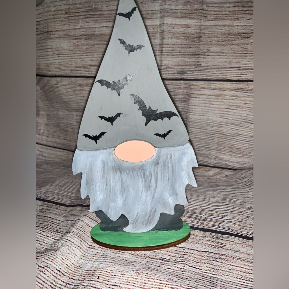 Halloween Gnome,  Wooden Gnome with Bats, Handmade